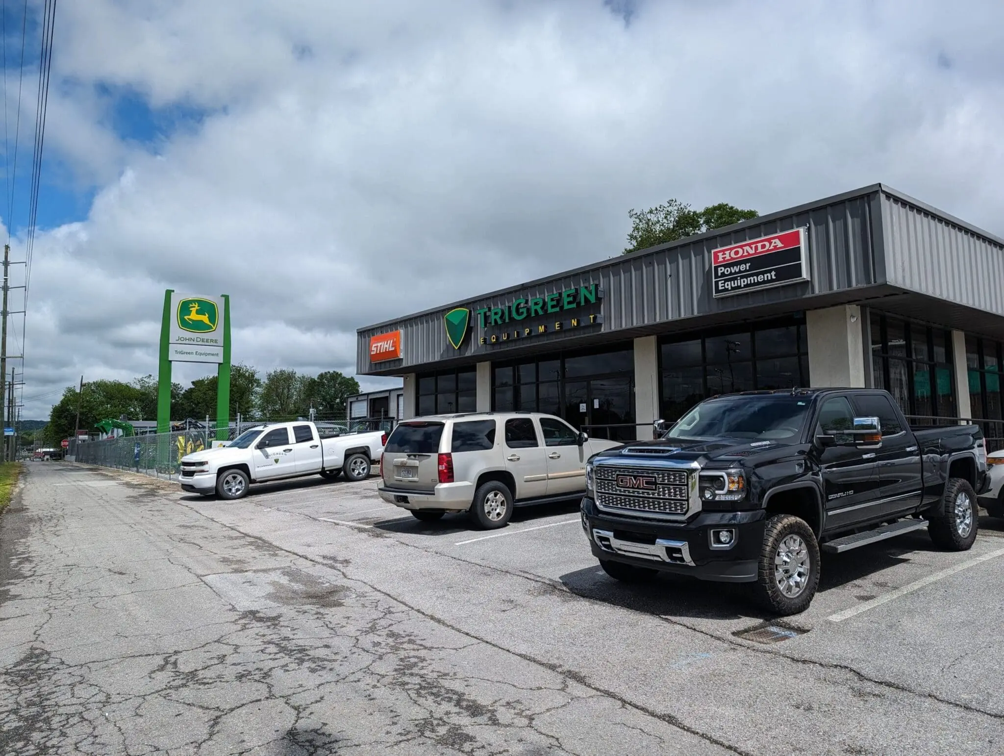 Outside of the John Deere dealership in Gadsden, AL