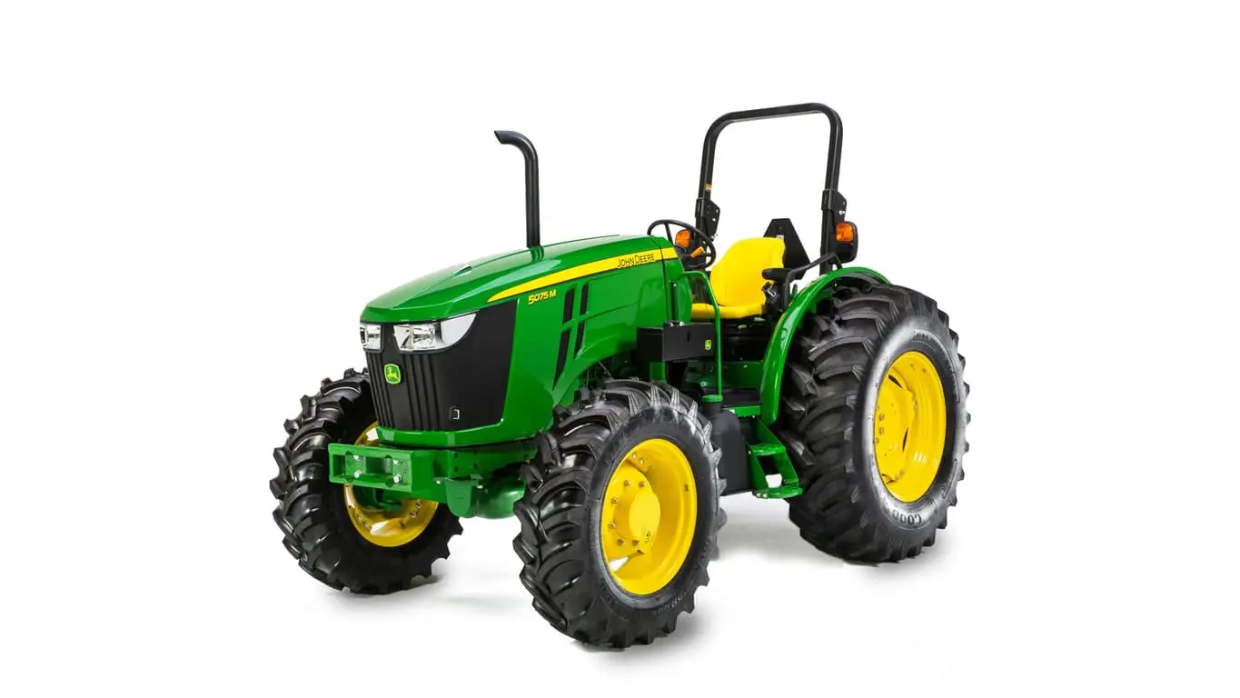John Deere 5075M utility tractor studio image