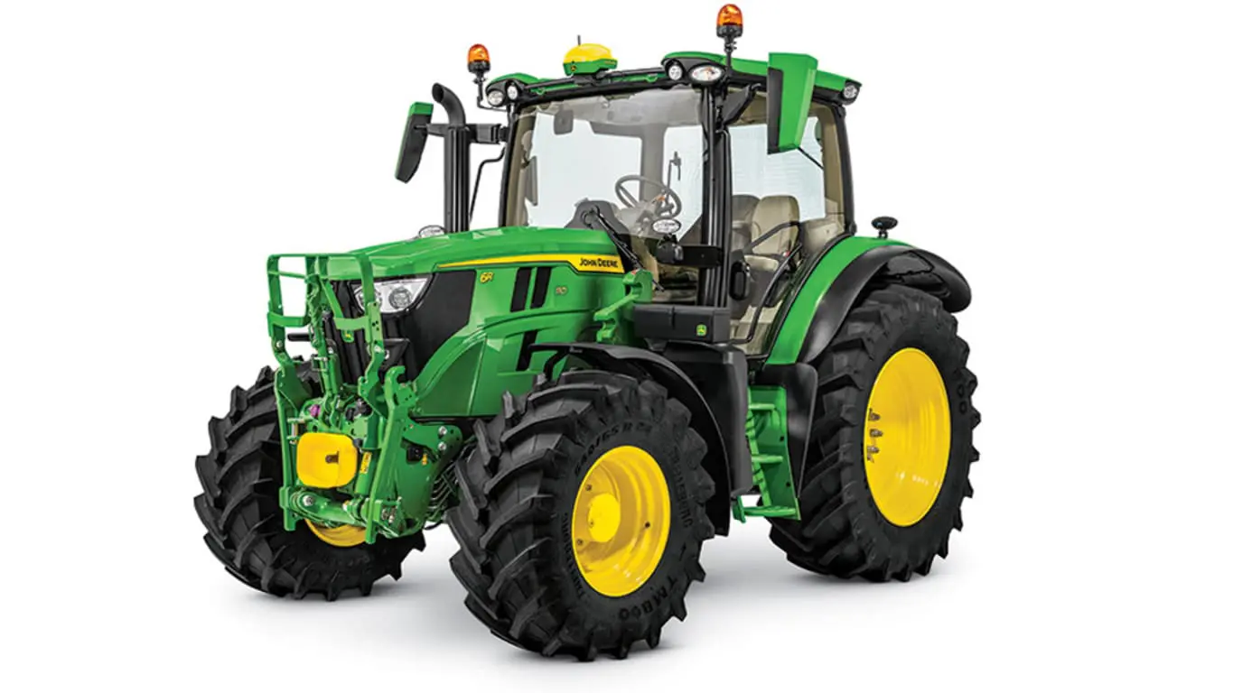 John Deere 6R 110 utility tractor studio image