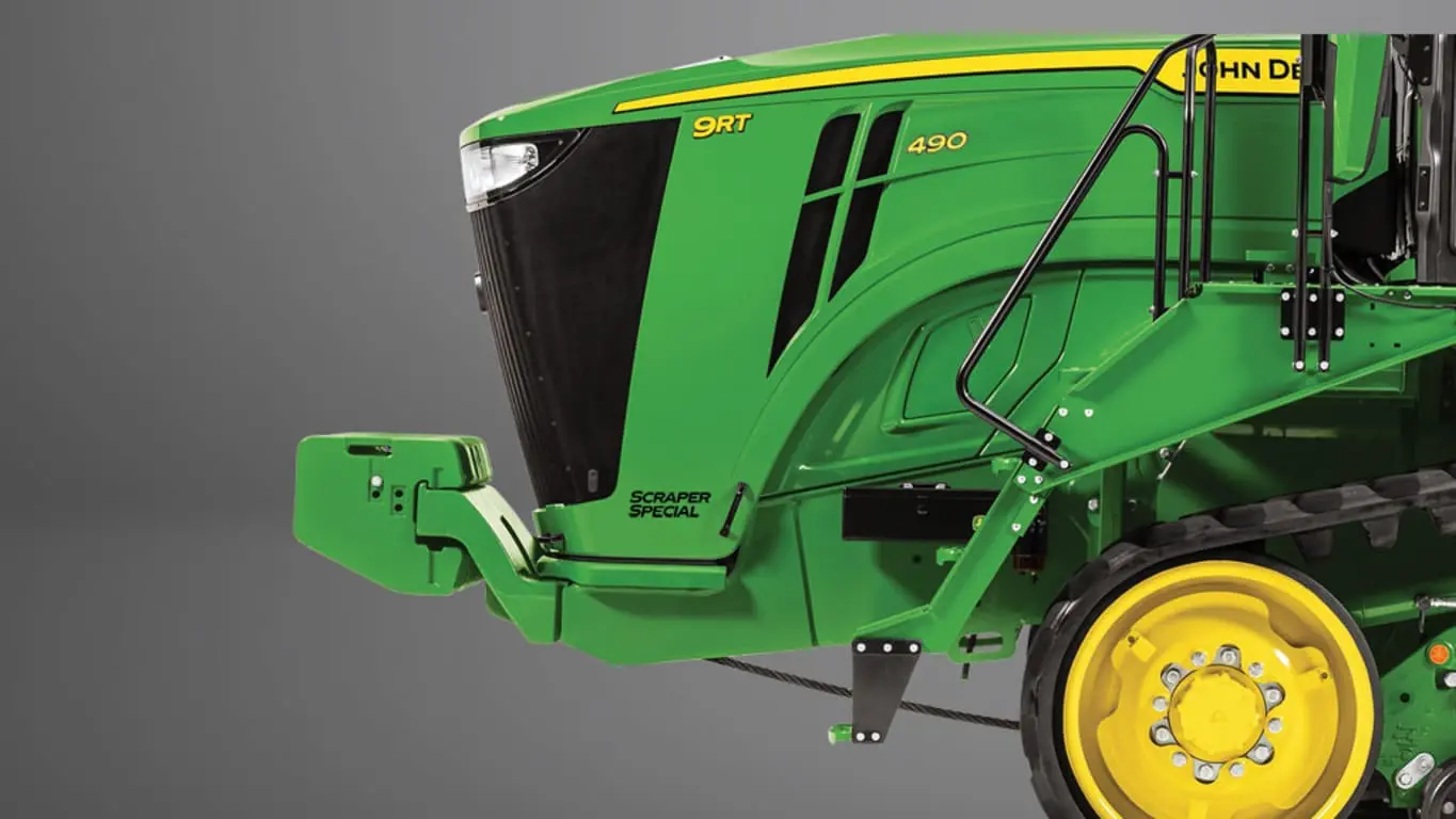 John Deere 9RT 490 tractor studio image