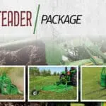 A John Deere tractor package graphic with many implements