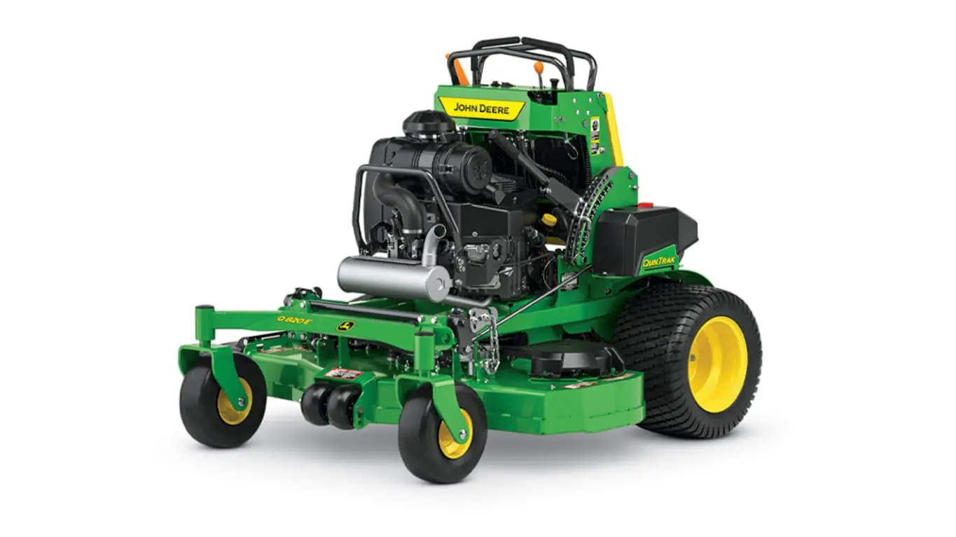 John Deere 蛍光イエローハット（畑で映ます笑 Q820E QuikTrak™ Stand-On Mower | TriGreen Equipment