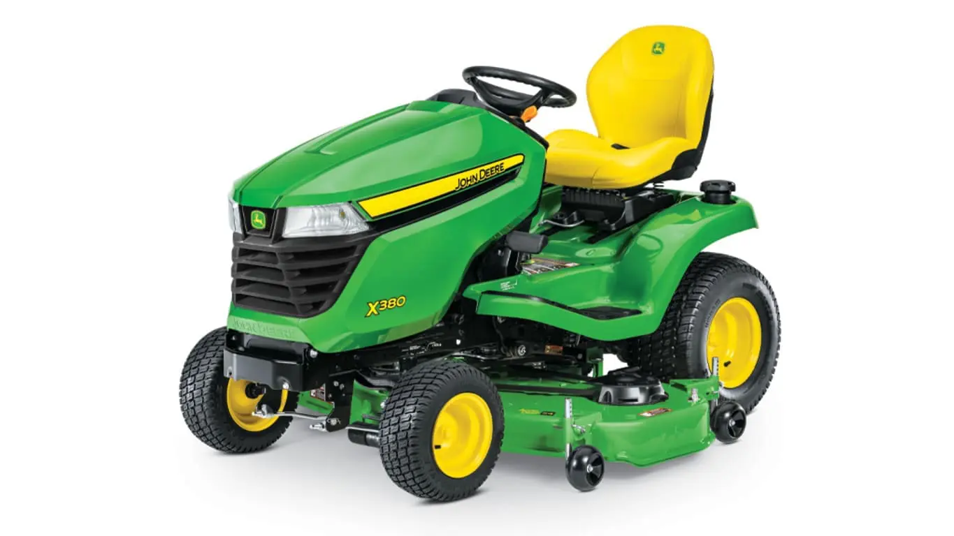 John Deere X384 with 54 inch deck lawn mower tractor studio image