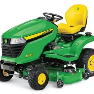 John Deere X384 with 48 inch deck lawn mower tractor studio image