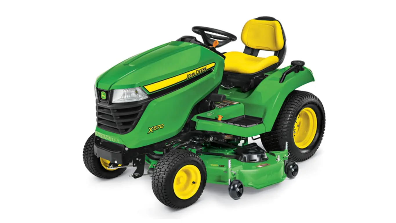 John Deere X570 with 54 inch deck lawn mower tractor studio image