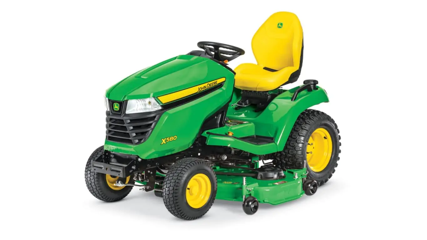 John Deere X580 with 54 inch deck lawn mower tractor studio image