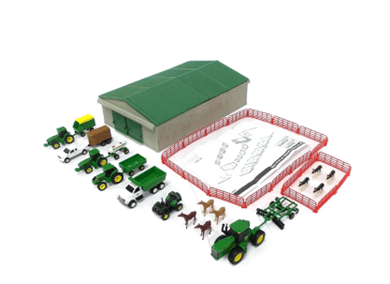 A set of John Deere-inspired farm toys