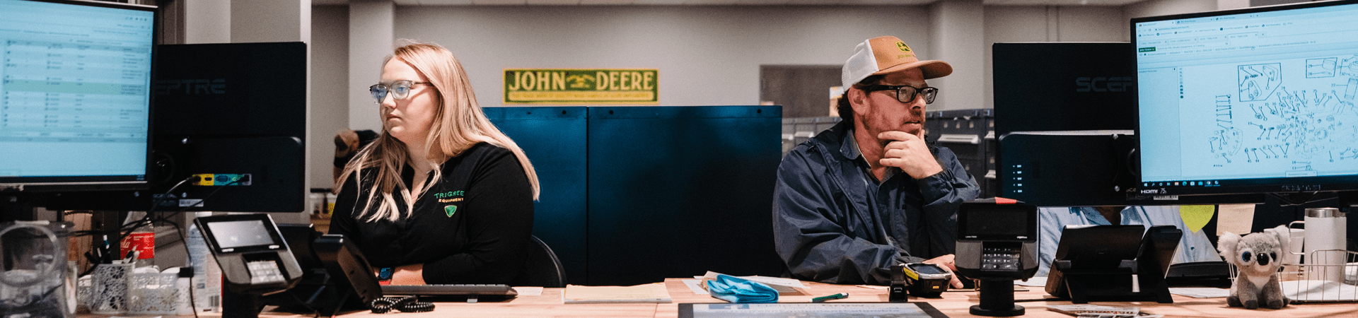 Technician reviewing information