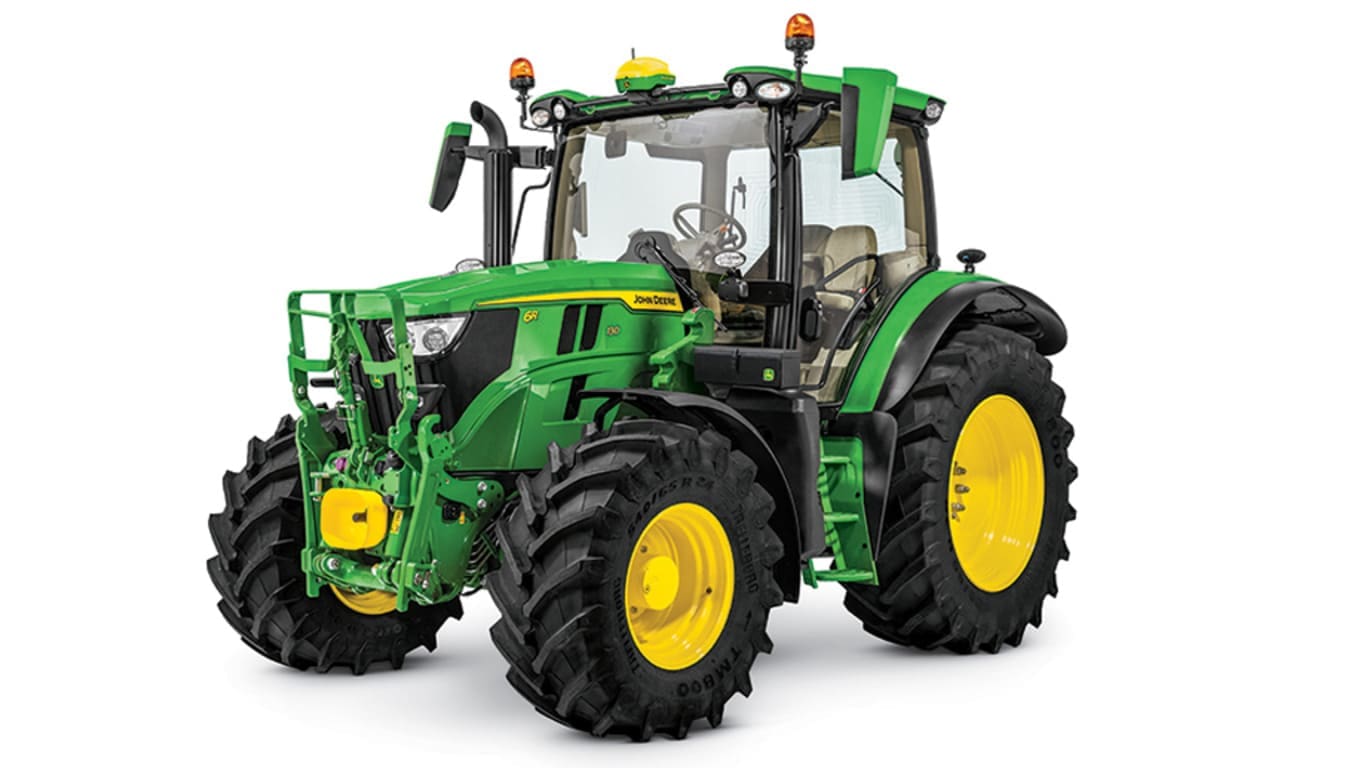 John Deere 6R 130 utility tractor studio image