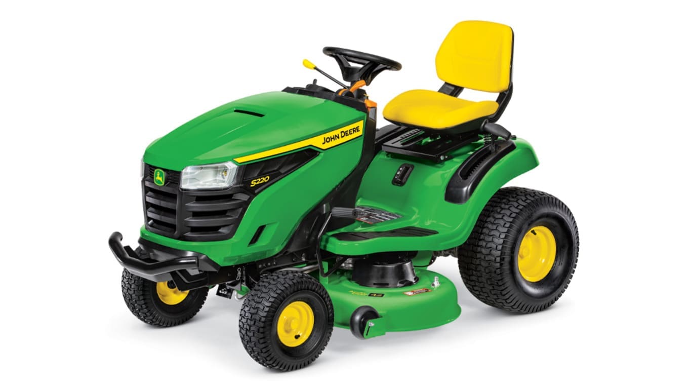 John Deere S220 lawn mower tractor studio image