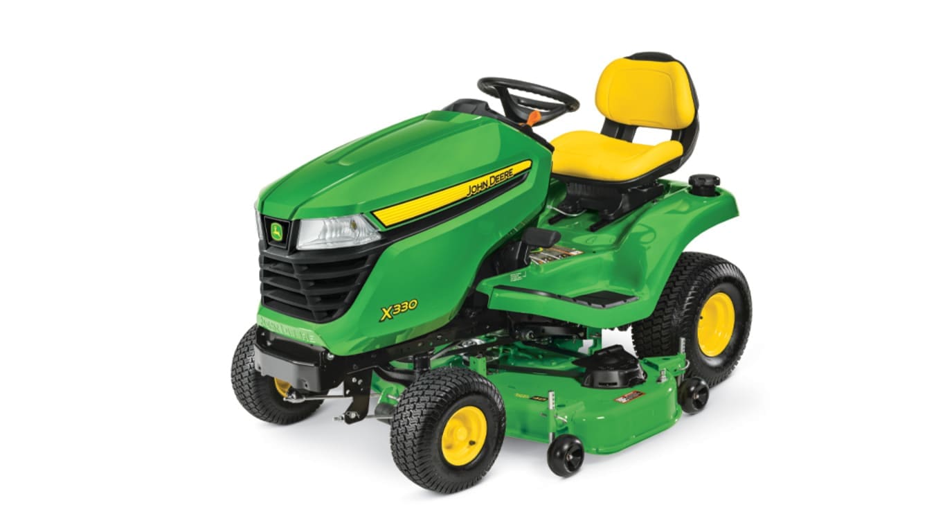 John Deere X330 48 inch deck lawn mower tractor studio image