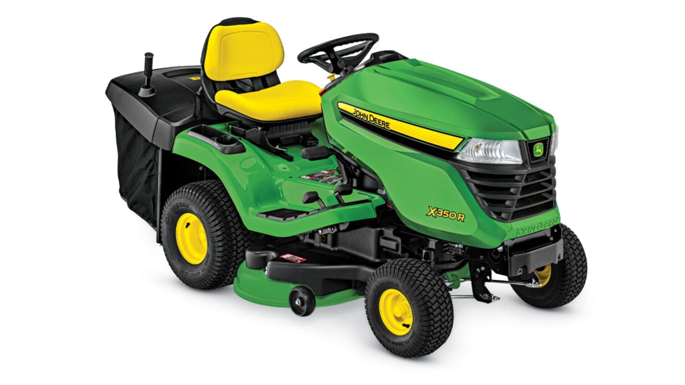 John Deere X350R deck lawn mower tractor studio image