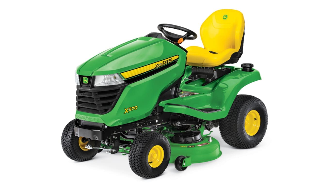 John Deere X370 with 42 inch deck lawn mower tractor studio image