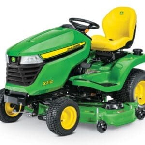John Deere X384 with 54 inch deck lawn mower tractor studio image