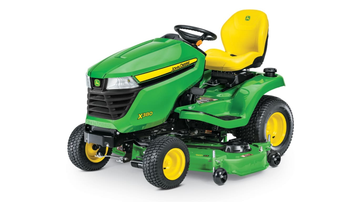 John Deere X384 with 54 inch deck lawn mower tractor studio image