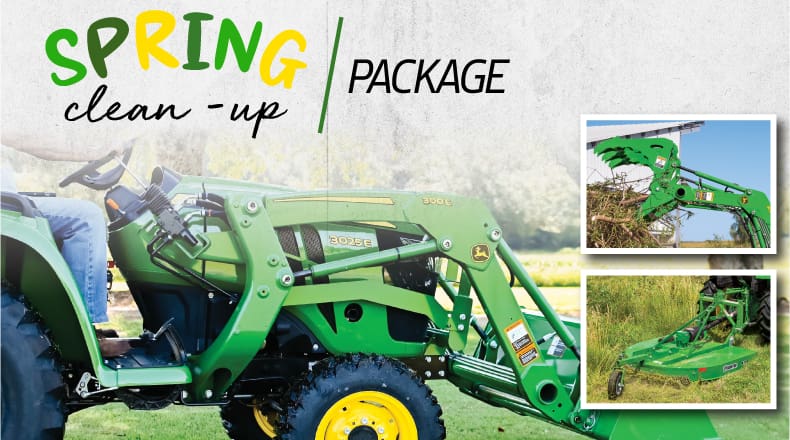 A tractor package graphic for a John Deere tractor and rotary cutter